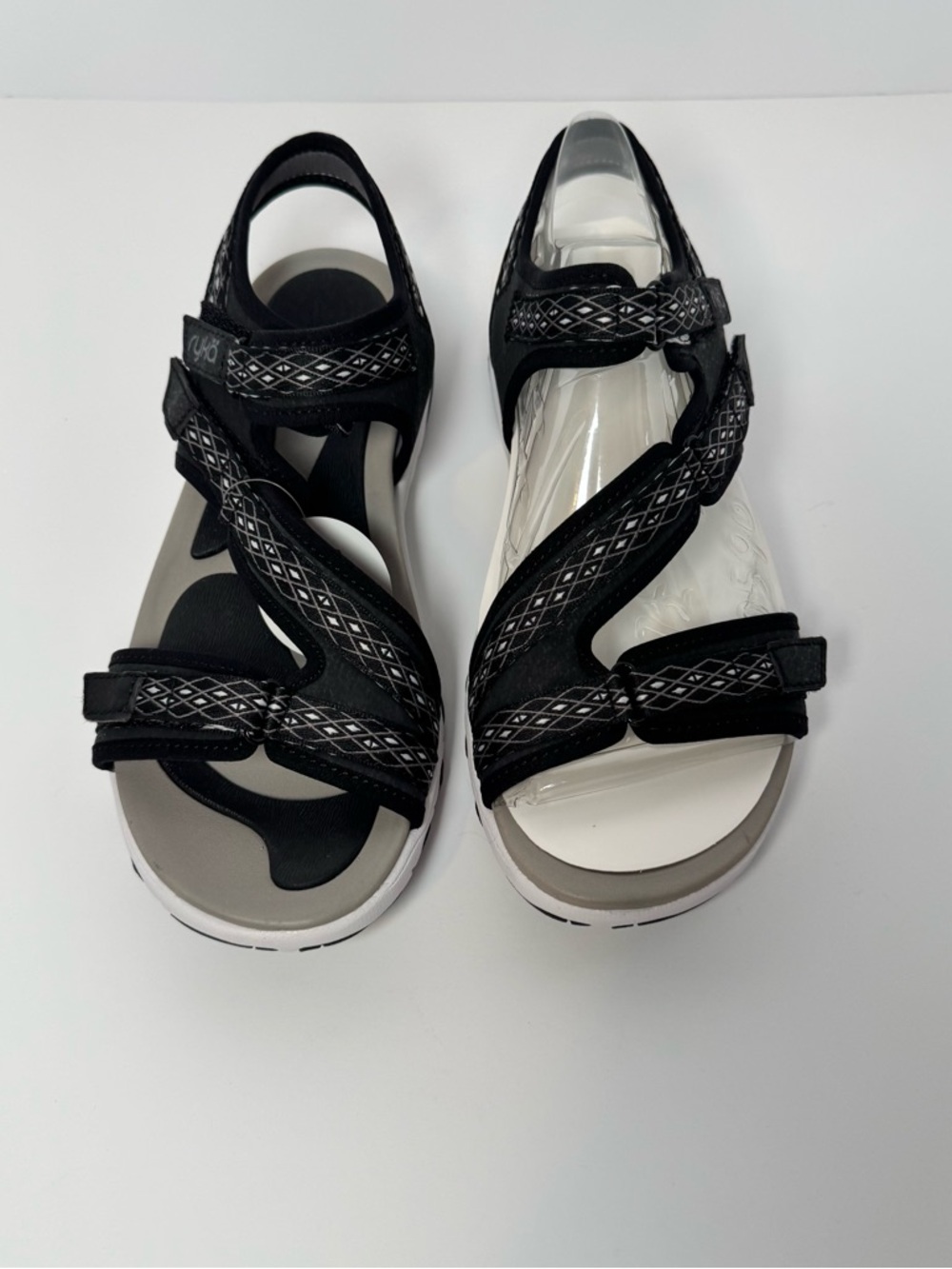 Ryka Re-Zorb Lite Black and White Sport Sandals with Cushioned Footbed - Picture 4 of 7